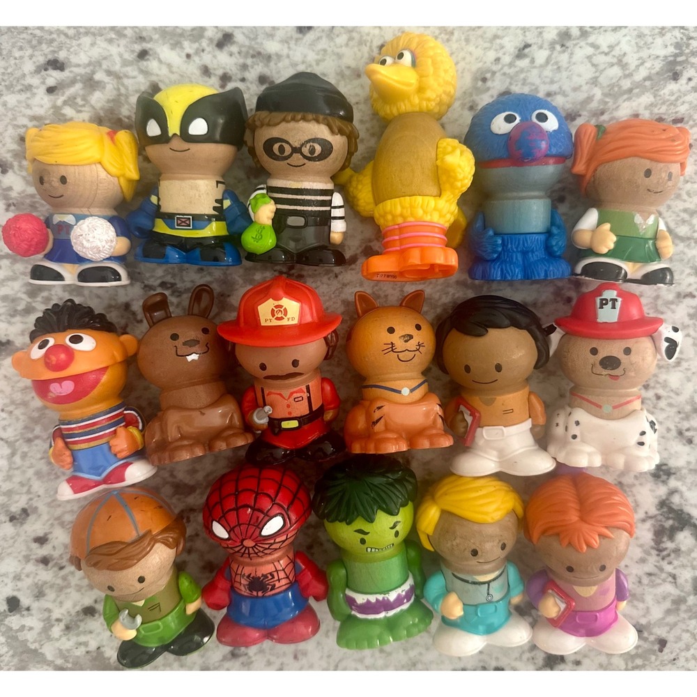 Learning Curve Play Town Wooden Figures Lot 17pc Marvel Sesame Street Vintage
